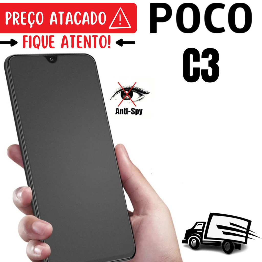 Película Cerâmica Fosca Privacidade 3d POCO C3 Best Matte Antispy Qualidade Verificada