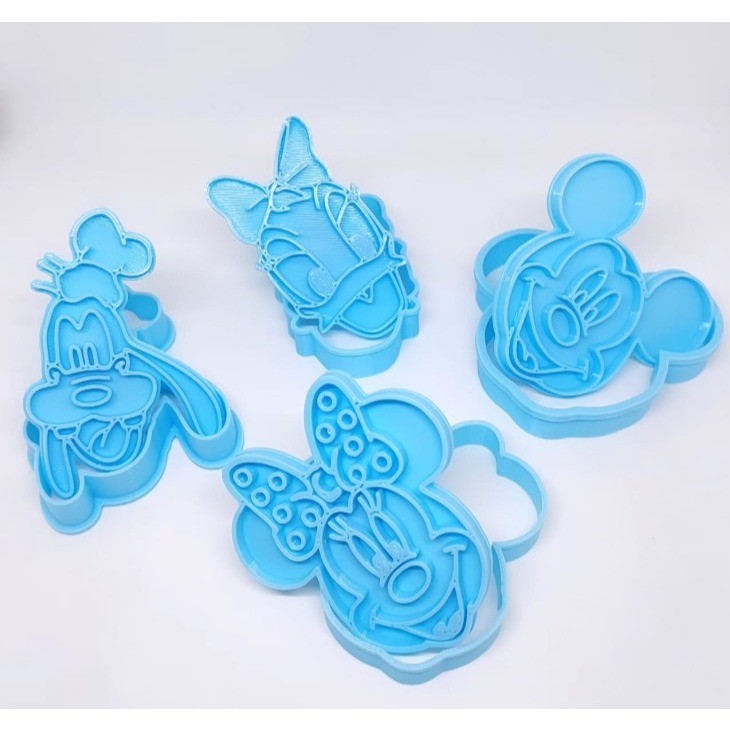 Kit Cortador Biscoito Mickey Minnie Pateta Margarida | Disney 4 peças 7cm | Impresso 3D