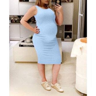Vestido Gestante Midi Ribana Premium Alta Elasticidade em Oferta na Shopee