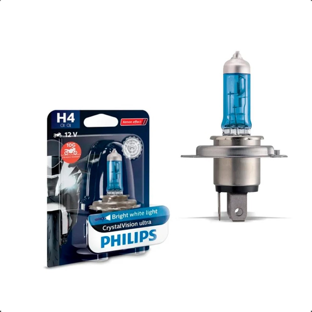 Lâmpada Moto Halógena H4 Crystal Vision Philips 55W 12V em Oferta na Shopee