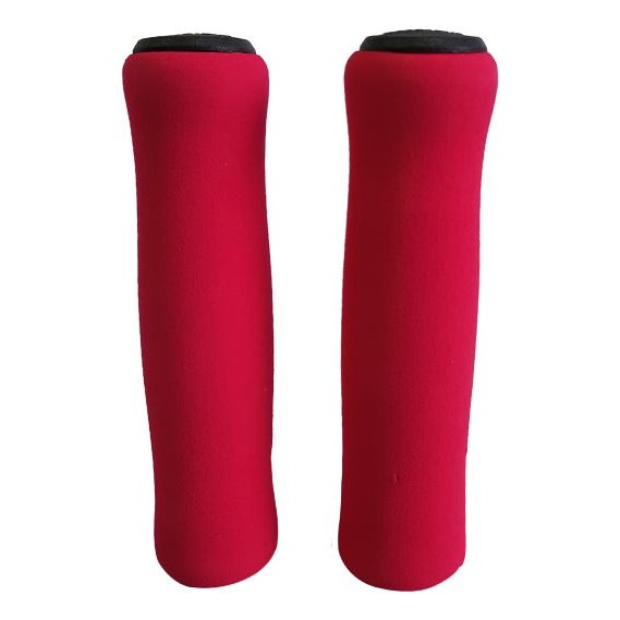 Par de Manopla Punho Ciclismo Bike Mtb Bicicleta Patinete Espuma 130mm C/ Tampas Redstone Confortável Macia Cor Vermelho