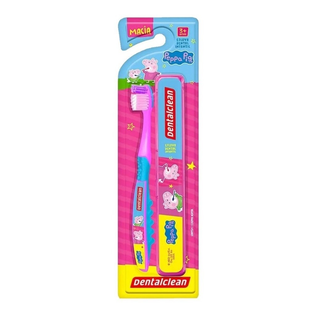 Escova Estojo Infantil Crianças Macia Dentalclean Peppa Pig (rosa)