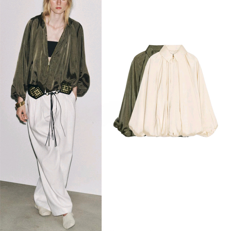 2025 outono roupas femininas bainha plissada casaco Bomber fofo 2814404 em Oferta na Shopee