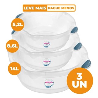 Kit 3 Bacias Plásticas Transparentes Tamanhos Variados Hydrus Sanremo em Oferta na Shopee