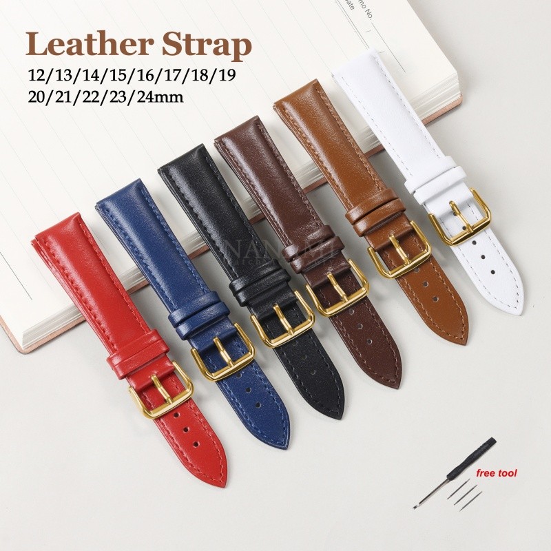 Pulseira De Relógio De Couro Genuíno Universal De 12-24mm , Simples De Bezerro Macio , Mulheres , Homens Negócios 12 13 em Oferta na Shopee