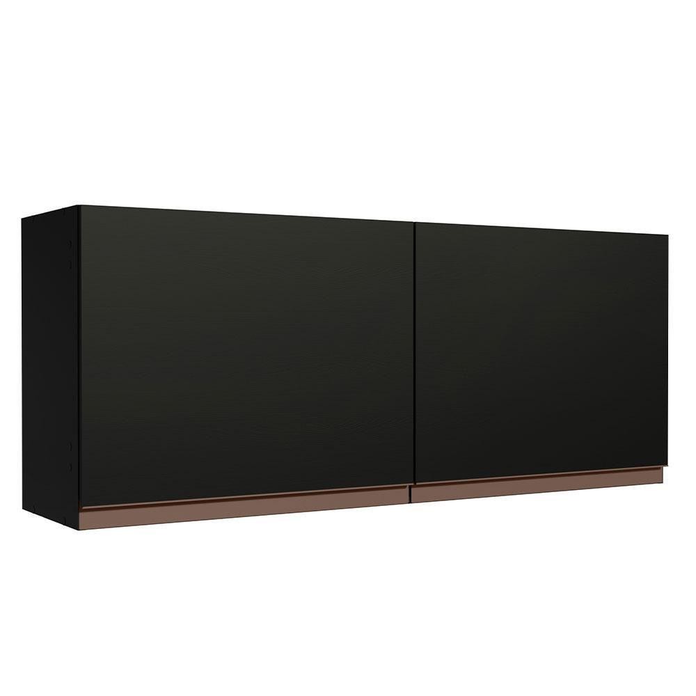 Armário Aéreo De Cozinha 120 X 50 Cm 2 Portas Preto Preto
