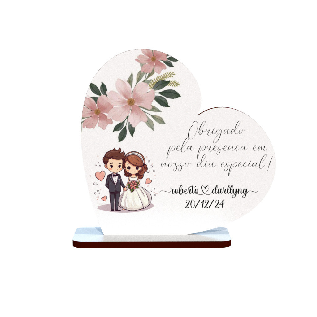 Lembrancinhas de Casamento Presente Personalizado em MDF Noivinhos Casal — imagem 2 de 2