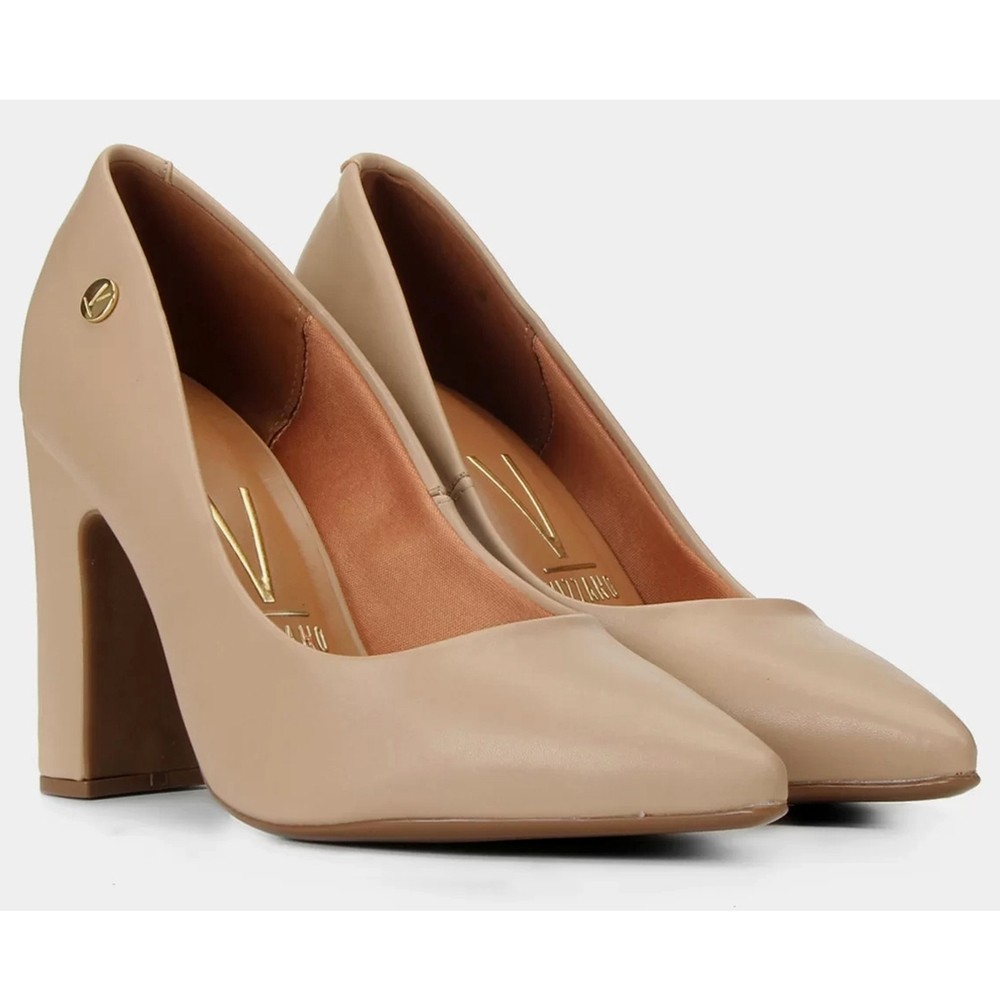 Scarpin Vizzano Bico Fino Salto Bloco Alto em Oferta na Shopee