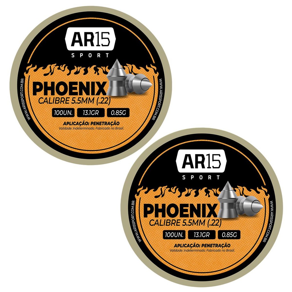 Chumbinho Espingarda 5.5mm Phoenix 13.1gr 200un Ar15 Sport em Oferta na Shopee
