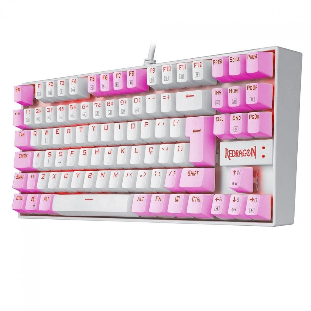 Teclado Mecânico Gamer Redragon Kumara, Switch Blue, LED Red, ABNT2, White/Pink, K552WP PT-BLUE — imagem 2 de 2