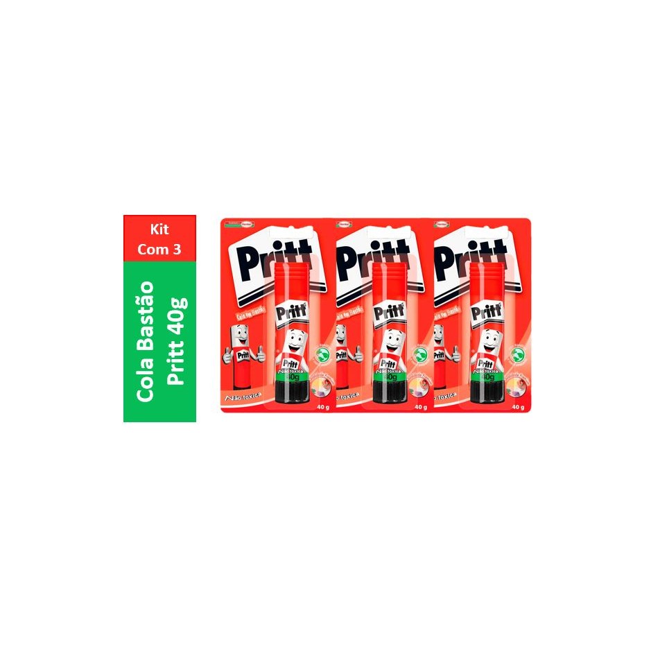 Kit com 3 -Cola Bastão Pritt Stick Original Não Tóxica 40g em Oferta na Shopee