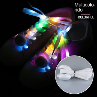 Cadarços de Sapato LED Coloridos Luminosos, Corda de Nylon Fluorescente Piscante para Corrida Noturna