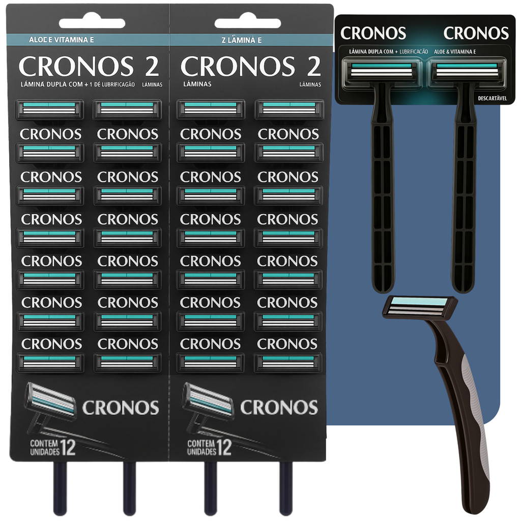 Aparelho De Barbear Descartável Cronos Cartela com 24un / 48un / 72un / 96un Barbeador