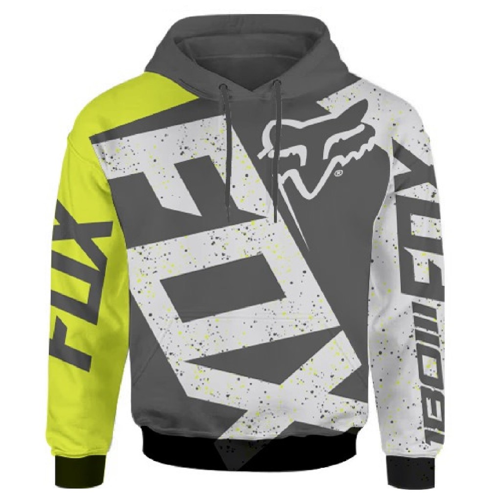 Moletom 3D Estilo Motocross Trilha Aventura Capuz Poliester Bolsos