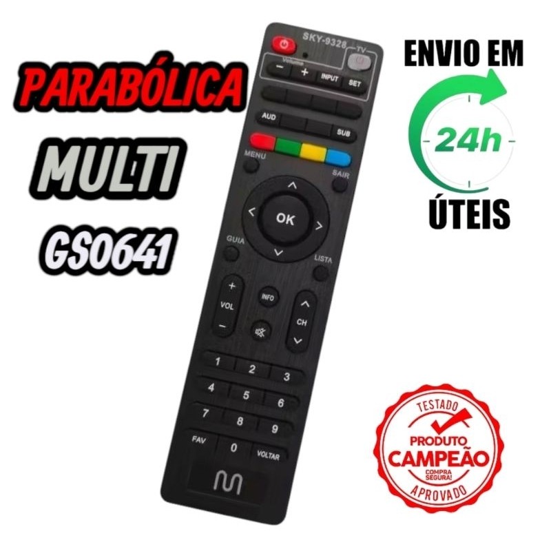 Controle Remoto Compativel Parabolica Digital Multi Multilaser GS0641 SKY9328