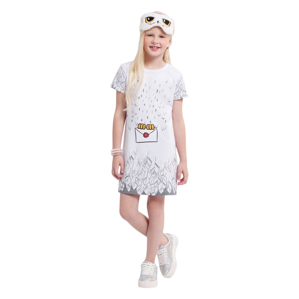 Pijama Camisola Infantil Menina Edwiges Veggi Oficial Verão Tapa Olho Calor Leve Manga Curta