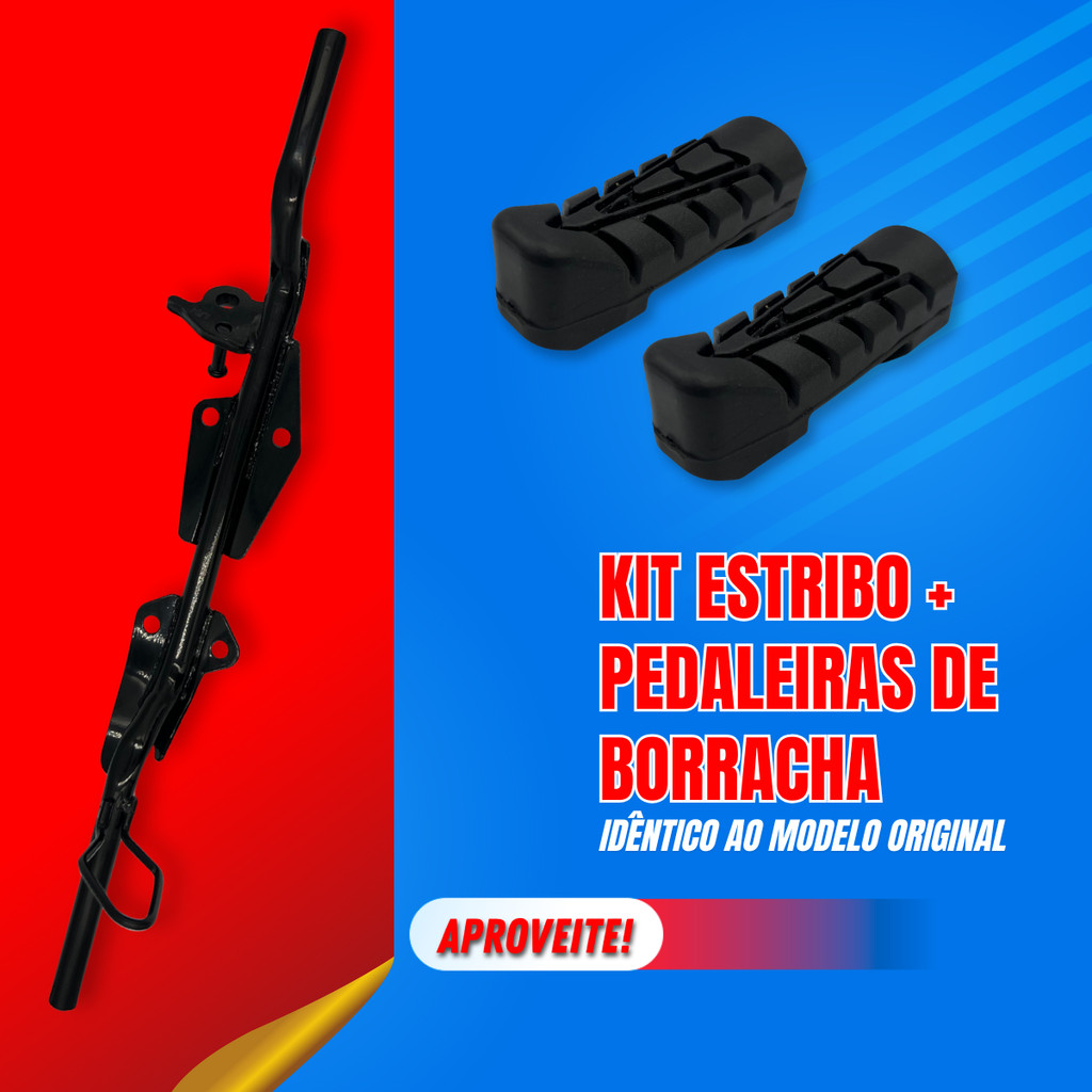 Estribo Tubular + Borracha Pedaleira Honda Cg Titan Fan Start 150 160 2014 2015 2016 2017 2018 2019 2020 A 2023 — imagem 2 de 2