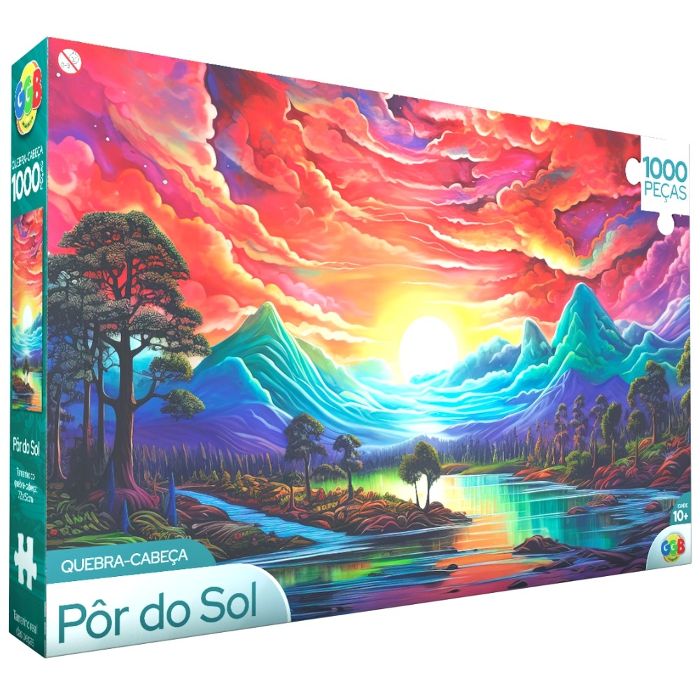 QUEBRA CABEÇA PÔR DO SOL 1000 PEÇAS GGB BRINQUEDOS PUZZLE PAISAGEM PONTO TURÍSTICO QUADRO SUNSET RIO em Oferta na Shopee