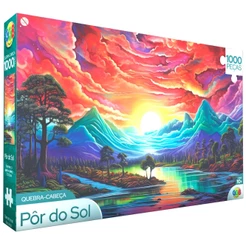 QUEBRA CABEÇA PÔR DO SOL 1000 PEÇAS GGB BRINQUEDOS PUZZLE PAISAGEM PONTO TURÍSTICO QUADRO SUNSET RIO