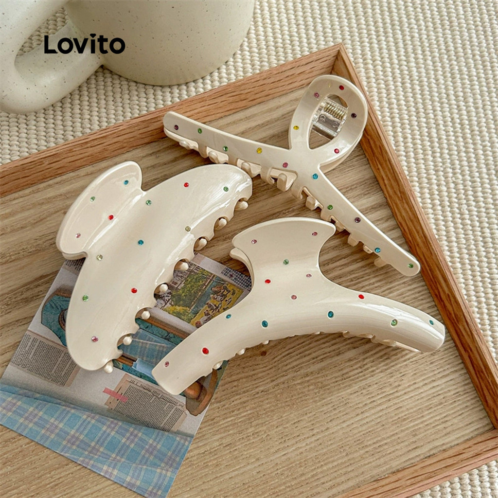 Lovito Grampo de Cabelo de Cor Creme casual LFA90X129 Lovito Grampo de Cabelo de Cor Creme casual LFA90X129