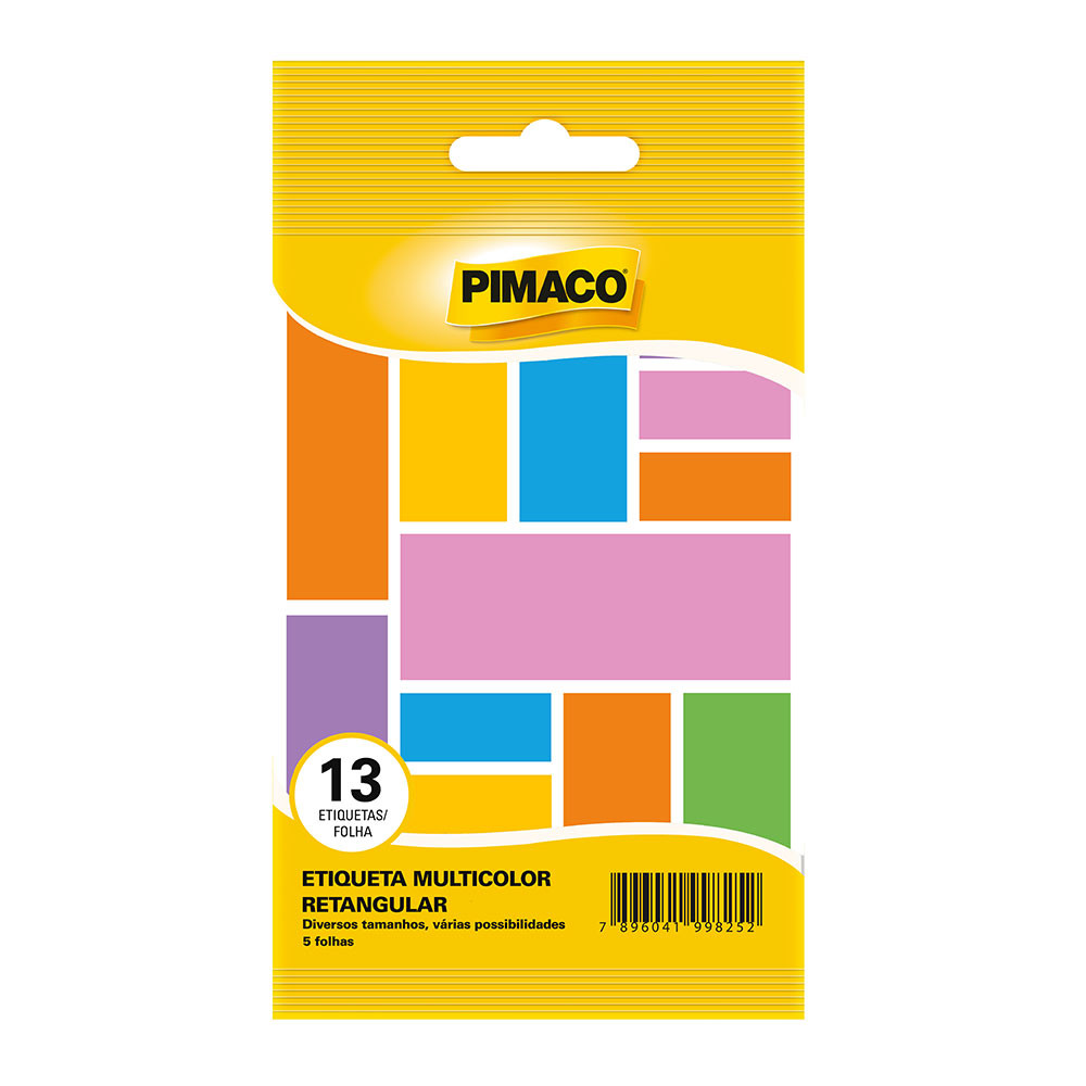 Etiqueta adesiva MULTRETAR retangular Arco-Íris Pimaco em Oferta na Shopee