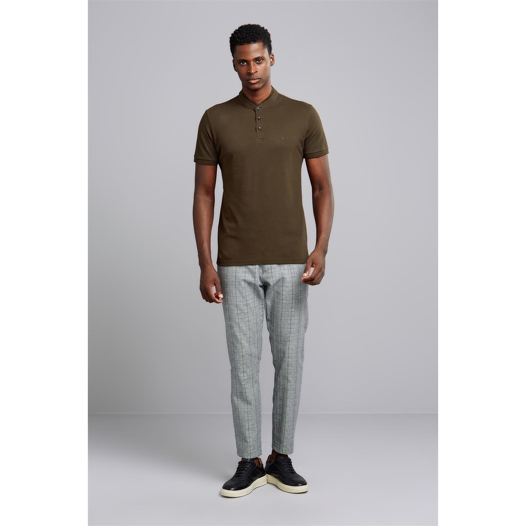 Polo Manga Curta Premium Piquet Slim Fit - Verde Azeitona - Men Clothes