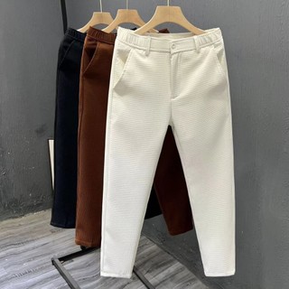 Calças casuais masculinas de alta qualidade moda calças retas justas