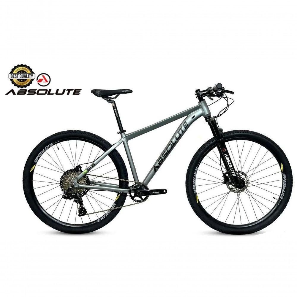 Bike Aro 29 Nero 5 Peças Inteira Absolute 12v Hollowtech Freio Hidráulico K7 11-52 Garfo Trava Guidão Cinza Tam.17