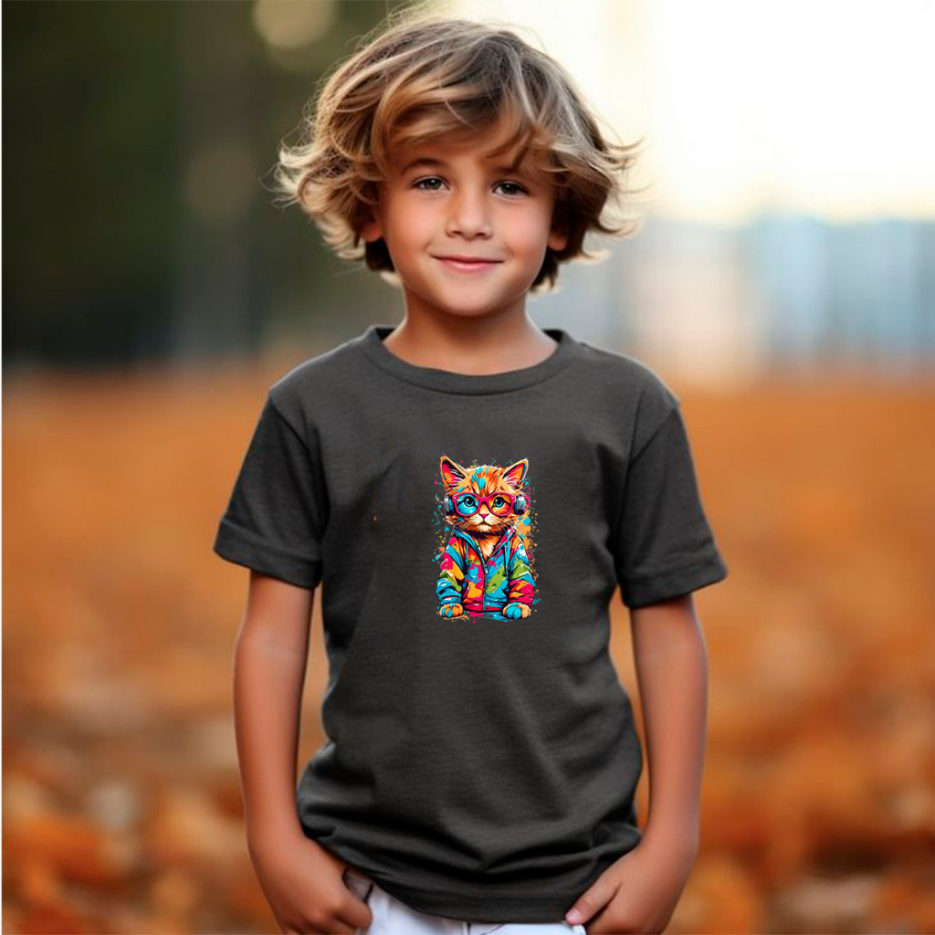 Camiseta Tshirt Infantil Criança Juvenil Bebê Unissex Algodão100% Passeio Casual Gato Colorido premium Premium Top Top