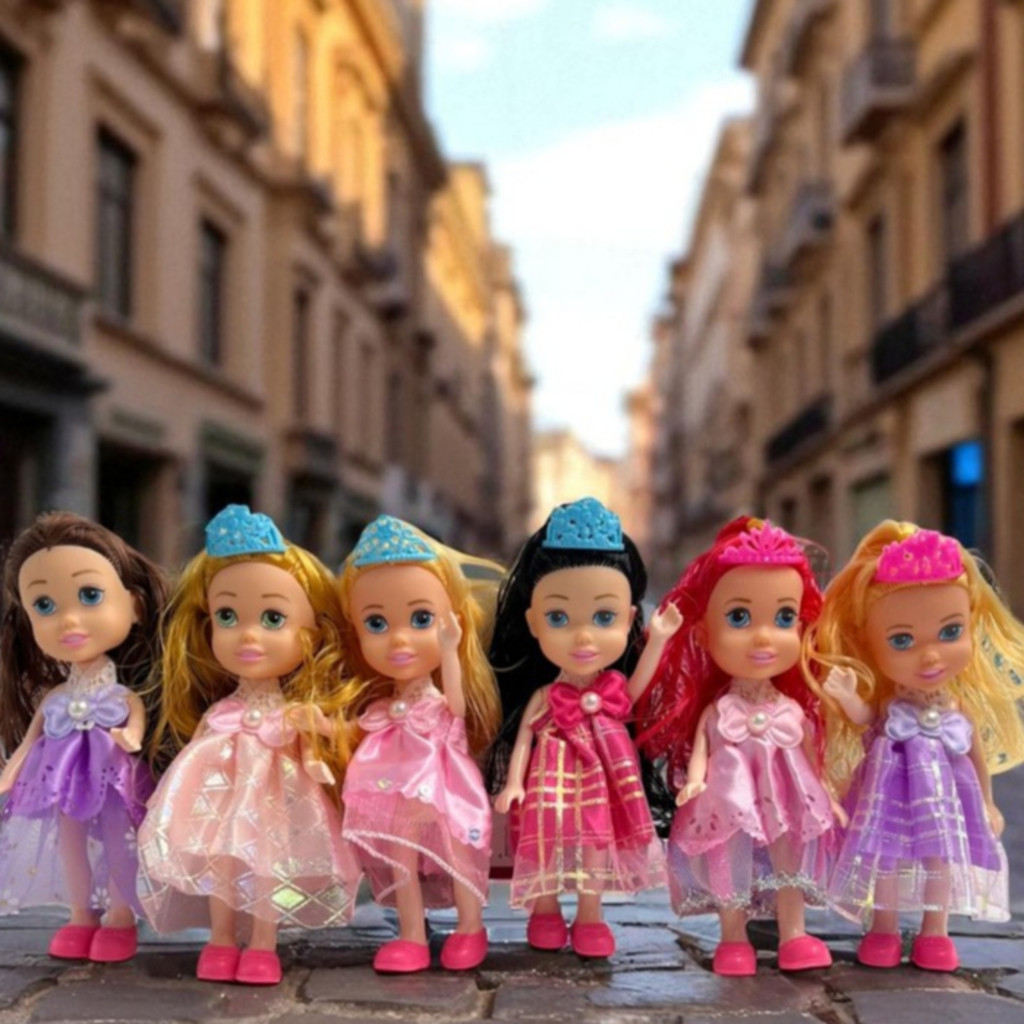 kit 6 Boneca Happy Girl Sortidas Bonequinhas Miniaturas Articuladas com Acessório infantil