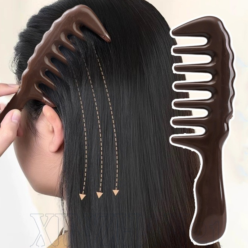 Pente De Madeira De Teca Espessado-Massagem De Dentes Largos-Para Cabelos Longos Femininos Meridiano De Uso Especial Des