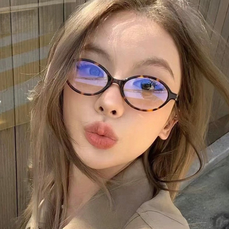 Óculos De Armação Elipse Com Estampa De Leopardo Retrô , Da Moda Para Miopia 0-400 Femininos Anti-Luz Azul Rosto Pequeno em Oferta na Shopee