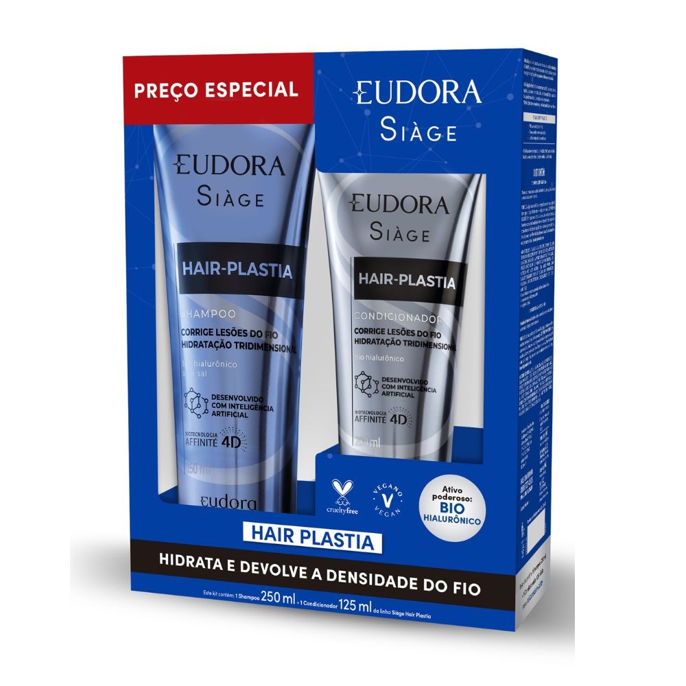 Eudora Siàge Hair-Plastia Shampoo 250ml e Condicionador 125ml - Beauty