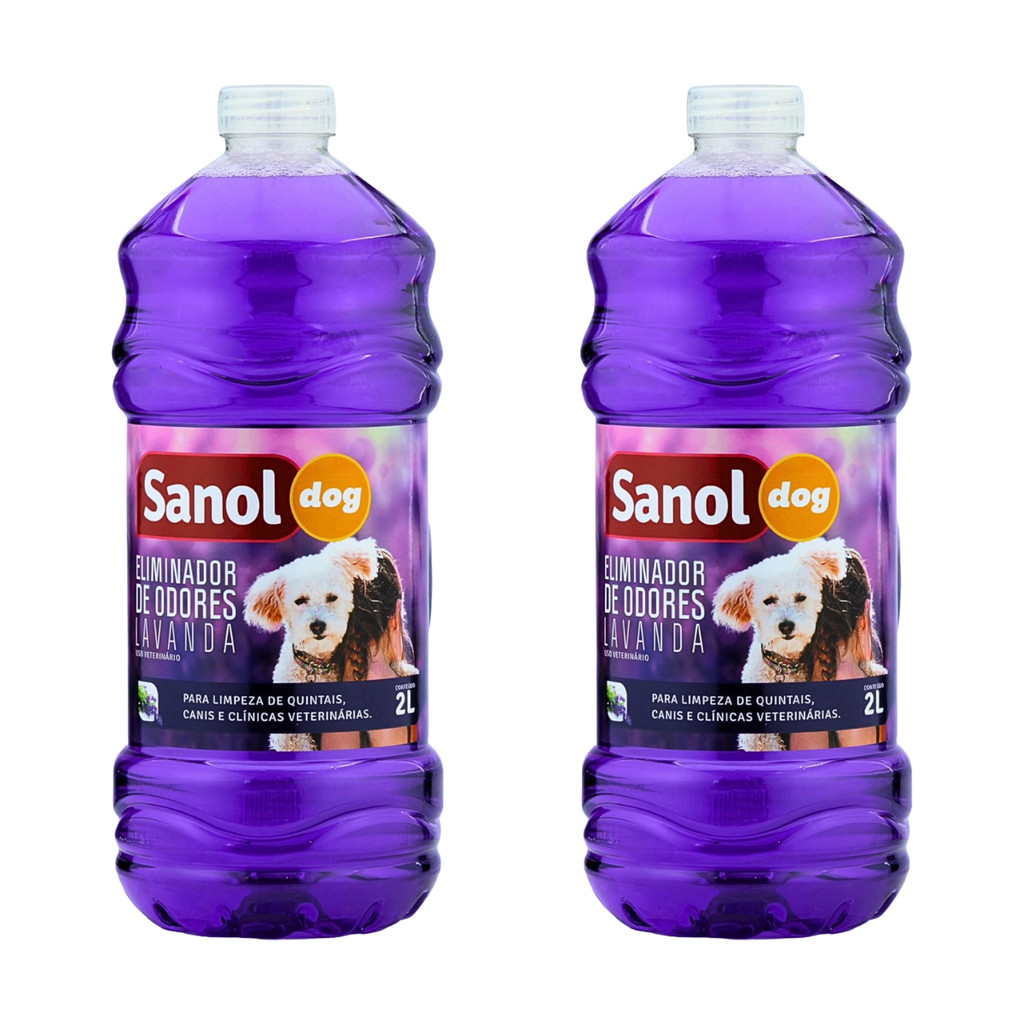 KIT COM 2 SANOL DOG ELIMINADOR DE ODORES LAVANDA 2L