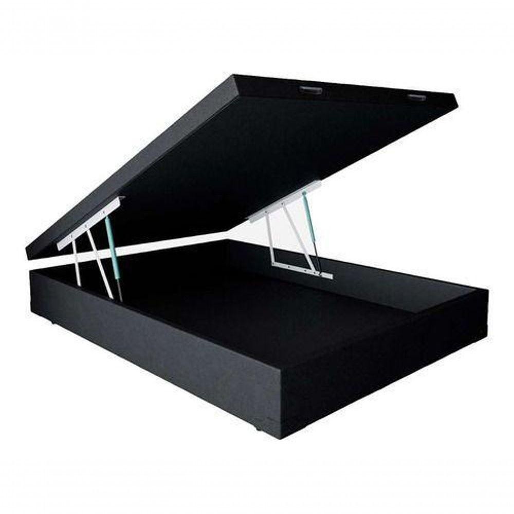 Cama Box Baú Casal Sintético Preto 138x188 em Oferta na Shopee