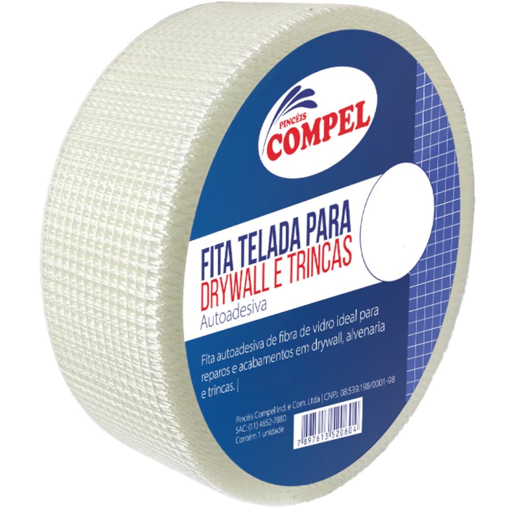Tela adesiva trançada para drywall 50 mm x 45 m - 1.2059 - Compel - Home & Living