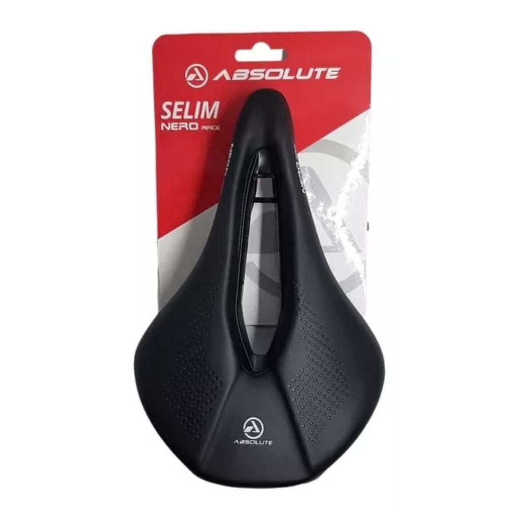 Selim Absolute Nero Race Vazado Banco Bike 240 x 155mm Speed Mtb Vazado Antiprostático Anatômico