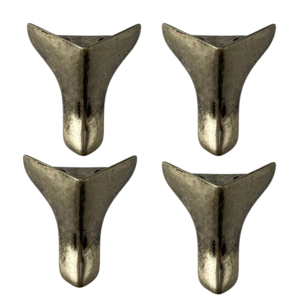 Pezinho Águia em Metal Prata Velha 2,7x2,7cm Kit com 4 peças Acessório Decoração Artesanato Ferragem