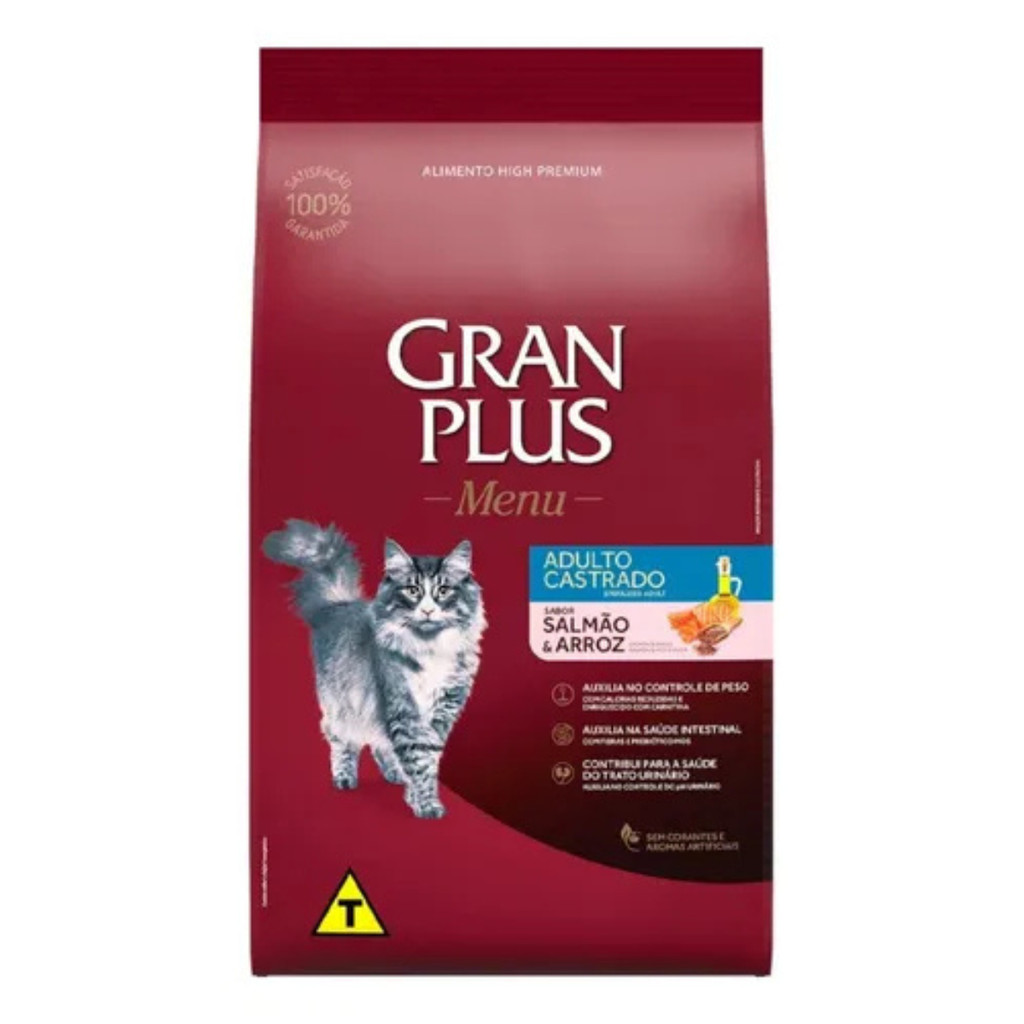 Ração Gatos Castrados Salmão E Arroz Menu 10,1kg Granplus em Oferta na Shopee