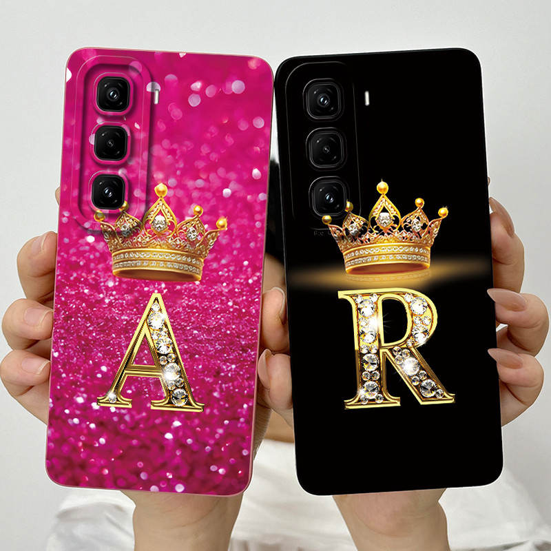 Para Infinix Hot 50 Pro 4G + X6880 X6881 Moda Letra Inicial Casal Capa De Telefone Hot50 Plus 4G Silicone Macio TPU Lent em Oferta na Shopee