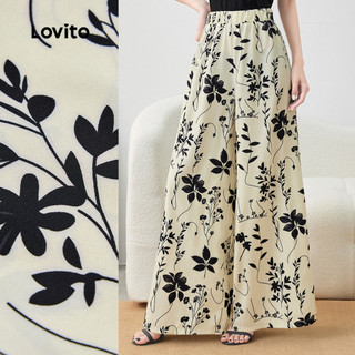 Lovito Férias Calças Primavera/verão Calça Damasco para mulheres L143AD1756