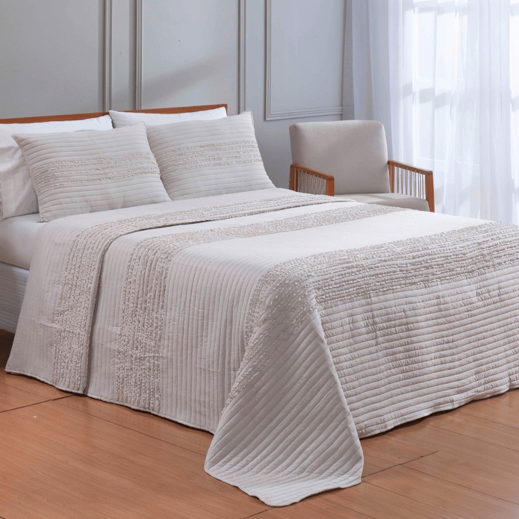 Colcha Cobre Leito SolteiroCasalQueenKing 3 Peças 200 Fios Paris Dupla Face Hipercal Tipo Crepom