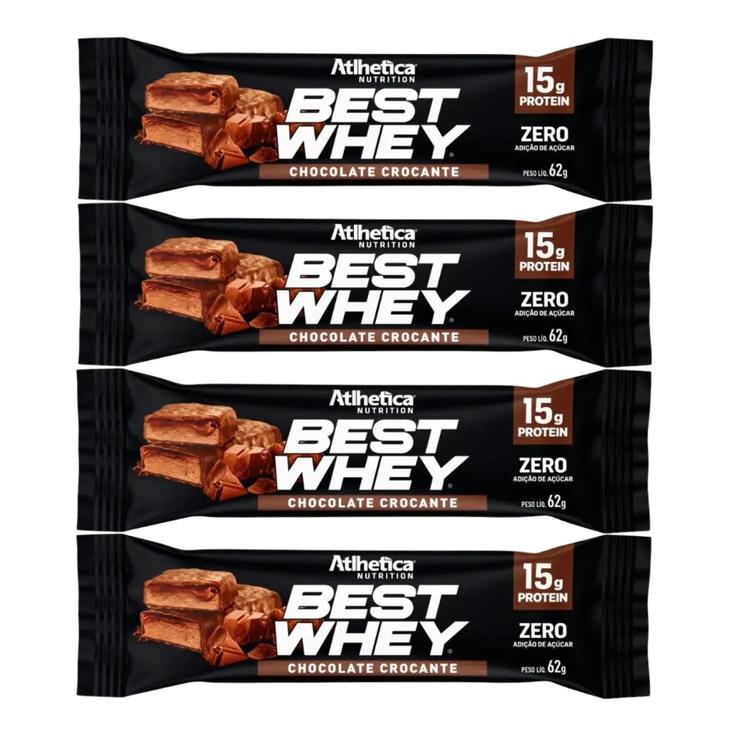Kit 4 Barra Best Whey 15g Chocolate Crocante Atlhetica Nut.