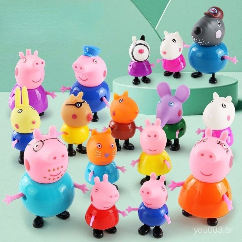 Conjunto de Bonecas Porco 4 Peças/6 Peças/14/16 Família da Vovó/Carruagem/Professores/George/Peppa Pig Piggy 2936 RTL5