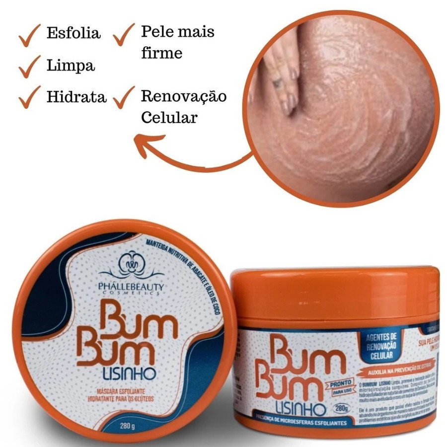 BumBum Lisinho Esfoliante Hidratante Vegano 280g PhálleBeauty