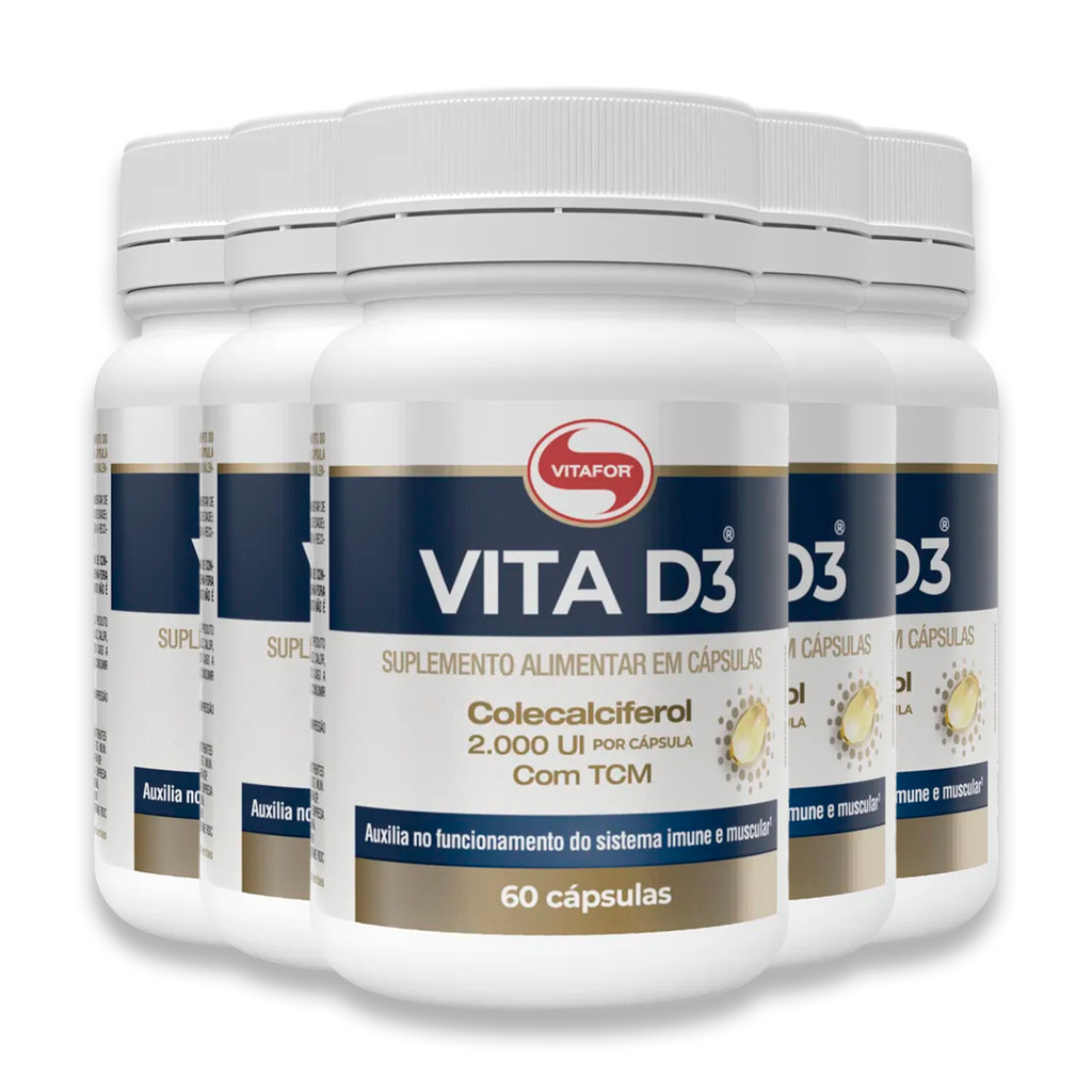 Kit 5 Vita D3 Vitamina D 60 Cápsulas Vitafor