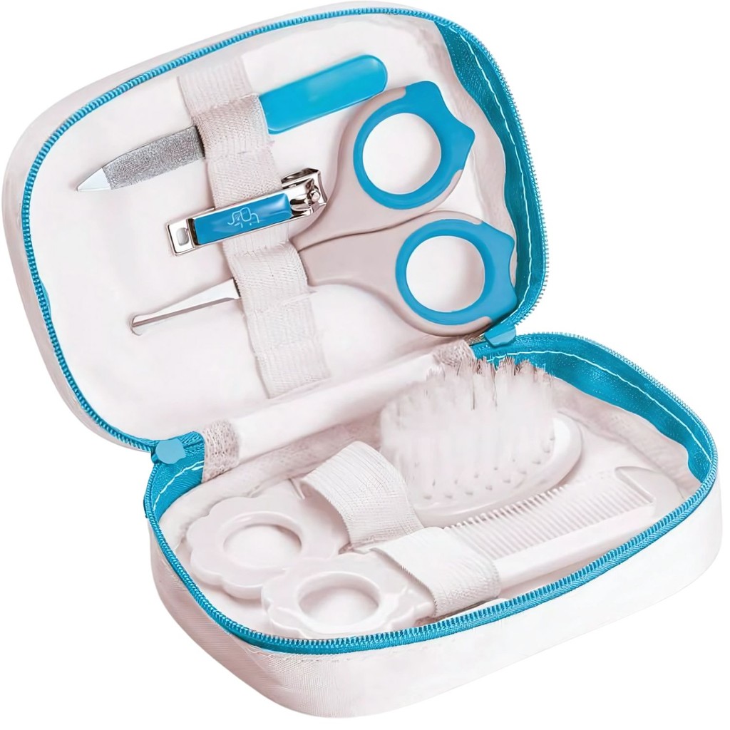 Kit Higiene Bebê Azul Multikids Estojo Portátil Bebê Unha pente enxoval infantil