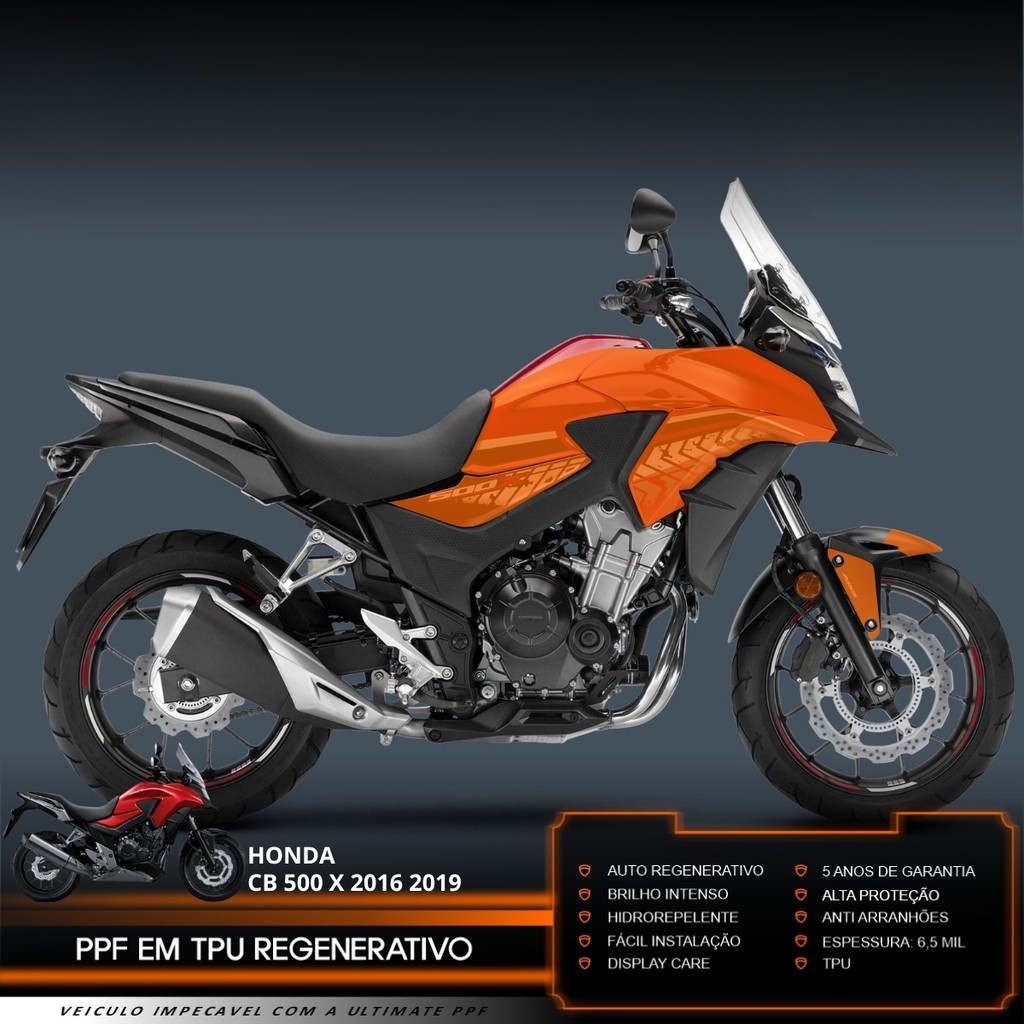 Película PPF Proteção Kit Semi Full Moto Honda CB 500 X 2016 2017 2018 2019 Transparente TPU Anti Risco