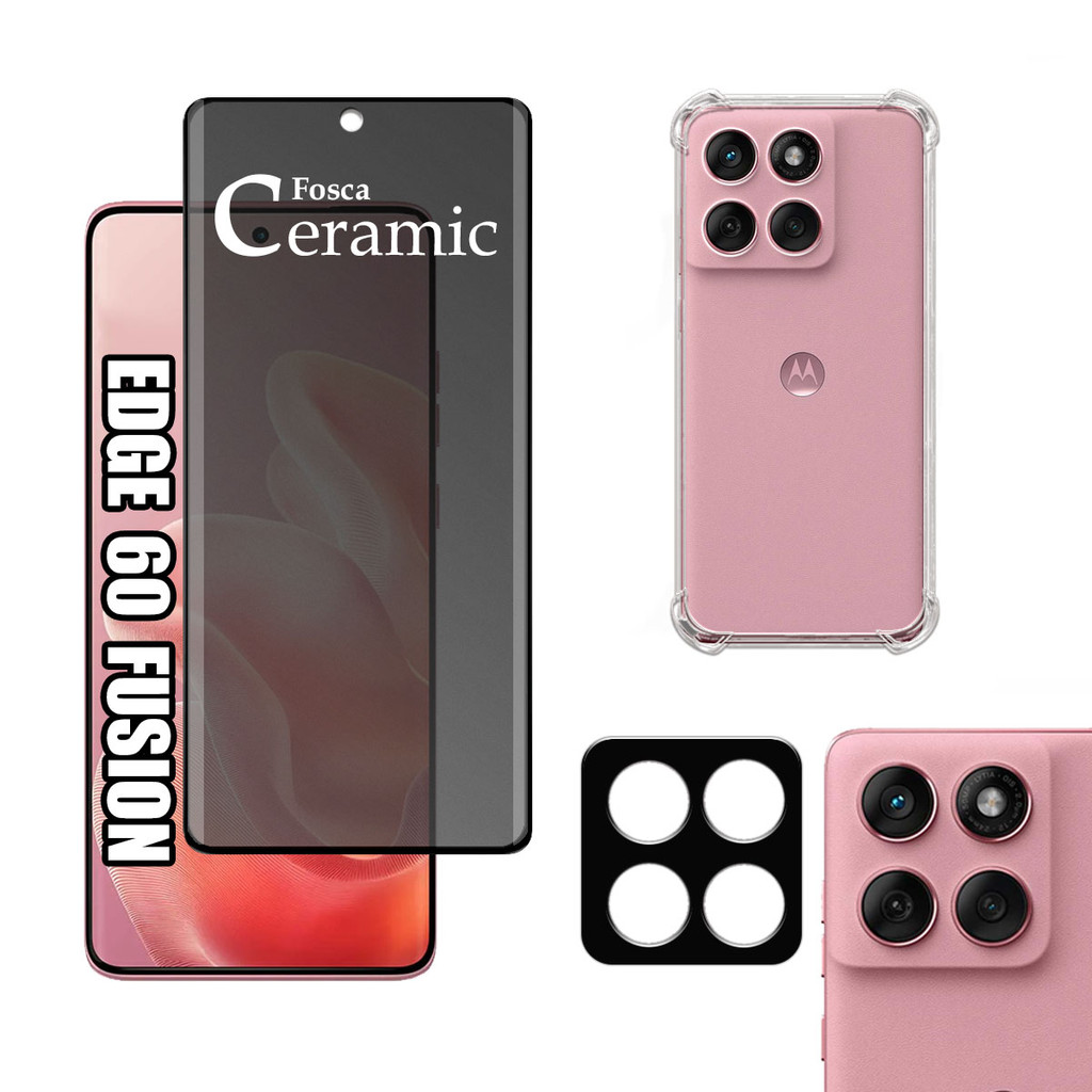 KIT Para Motorola Edge 60 Fusion - Película de Privacidade Fosca 9D - Capa - Câmera
