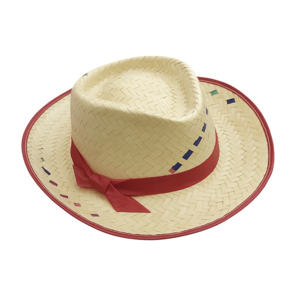 Chapéu De Palha Malandrinha Infantil Festa Junina Vermelho